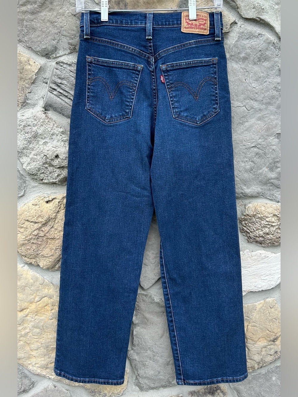 Levis Ribcage Straight Ankle Jeans Size 27 Button Fly Dark Wash Trendy Denim